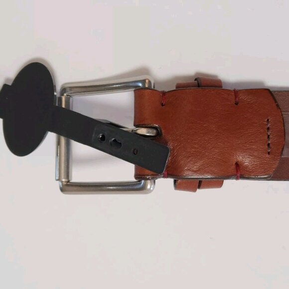 New Torino Elite 34 Brown Leather Belt European Tanned Cowhide USA Nickel Buckle - Picture 5 of 13